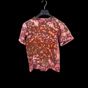 Vintage Cheetah Y2K Pink Brown Tie Dye Crew Neck Short Sleeve T-Shirt‎ Small